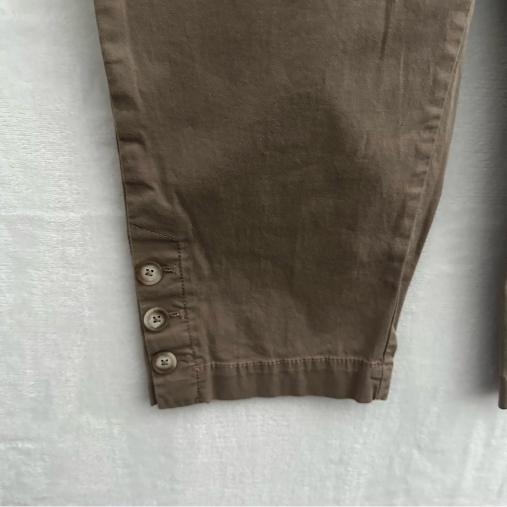 LOFT Outlet Curvy Crop Pants Women’s Sz 10 Brown Stretch Ankle Button Hem Career - Picture 2 of 12